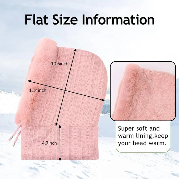 Winter Balaclava Hats Women Warm Thick Fluff  Beanie Adult Neck Face Cover Cap - Picture 7 of 7